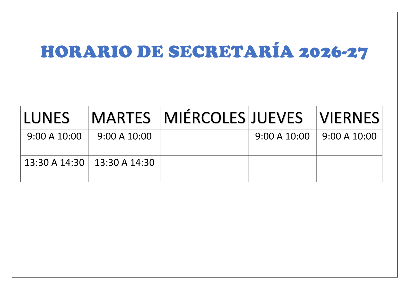 Horario secretaría 26_27